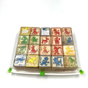 Vintage Disney Wooden Blocks Characters Alphabet Numbers 3 Sided
